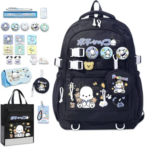 Miniatura 10 de Roffatide Mochila de anime con bonitos pasadores, mochila antirrobo para portátil, mochila de viaje, senderismo, mochila para nuevos regalos
