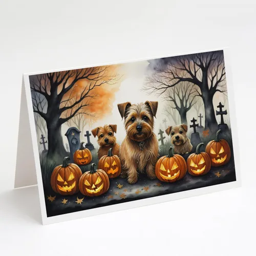 Miniatura 18 de Caroline's Treasures DAC2018GCA7P - Tarjetas de felicitación y sobres de Halloween espeluznantes de Border Collie, paquete de 8 tarjetas en blanco