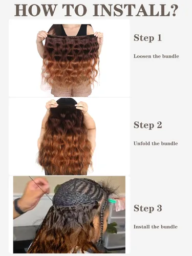 Miniatura 6 de Cabello Brasileño Ondulado Degradado de 2 Tonos 3 Paquetes Cabello Humano Virgen Remy Brasileño Paquetes de Tejido de Cabello Ondulado 100% Sin