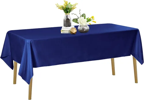 Miniatura 54 de Mantel de poliéster lavable de 90 pulgadas, resistente a las manchas y a las arrugas, mantel decorativo para mesa de comedor, fiestas de bufé y Negro