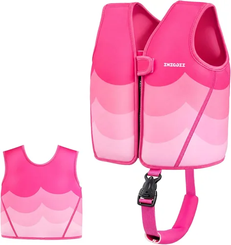 Chaleco de natación para niños pequeños, chaqueta de natación para niños, chaleco de entrenamiento de natación con correa de seguridad ajustable Rosa