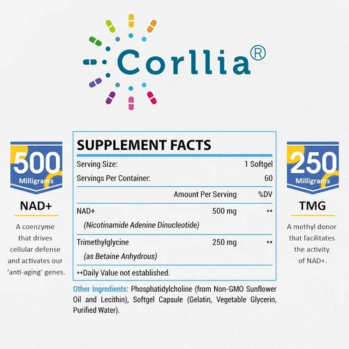 Miniatura 2 de NAD+ liposomal 500mg con cápsulas blandas TMG 250 mg, alternativa de ribósido de nicotinamida, suplemento real de NAD+, 180 porciones