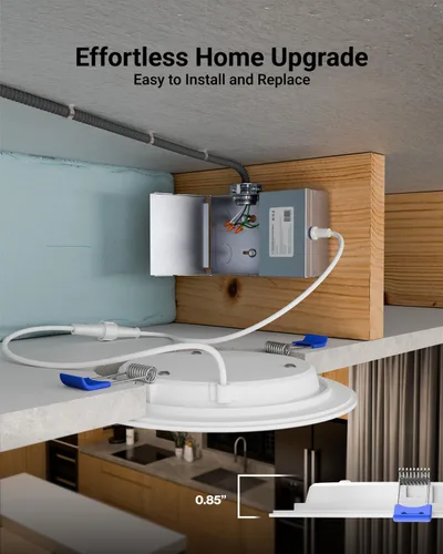 Miniatura 4 de Sunco - Paquete de 12 luces LED empotrables de 6 pulgadas, luces de techo delgadas sin lata con caja de conexiones, 850 LM, 14 W