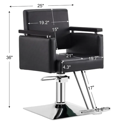 Miniatura 2 de BarberPub Silla de peluquero hidráulica clásica Silla de salón de belleza Spa Styling Equipo de salón 8803 (negro)