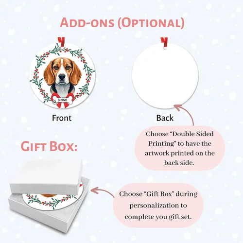 Miniatura 4 de Adorno de Navidad personalizado de Beagle, adorno personalizado con nombre de mascota, regalos para los amantes de los perros Beagle, decoración
