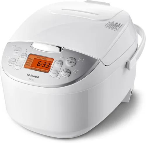 Miniatura 11 de TOSHIBA OriginTaste Arrocera de 10 tazas sin cocer, lógica difusa, funciones 15 en 1, pantalla digital, temporizador de retardo, función