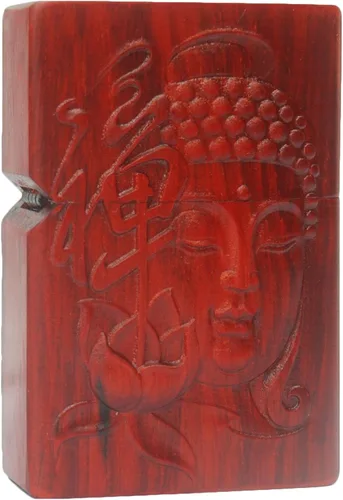 Miniatura 31 de Carcasa exterior de palisandro Huanghuali natural tallado para módulo Zippo (1000 brazos Avalokiteshvara de la diosa 3#)