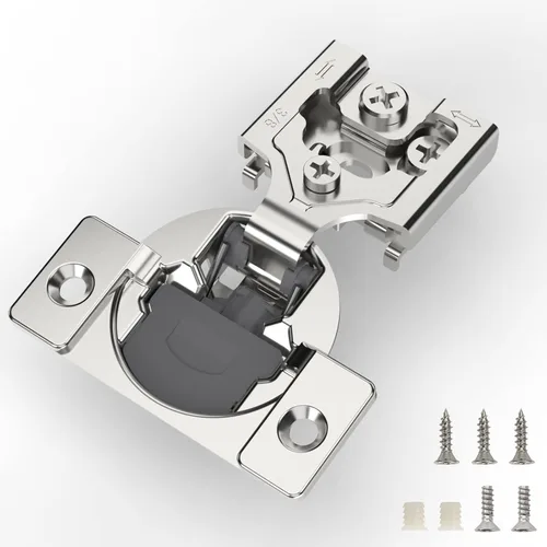 Miniatura 10 de Furniware 10 Piezas Bisagras de Gabinete de Cierre Suave Superpuestas de 1 Pulgada para Gabinete de Marco Frontal, Acero Inoxidable, Ángulo