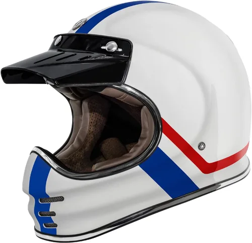 TORC T3/Baja - Casco de motocicleta de fibra de vidrio retro clásico de cara completa con aprobación DOT y ECE