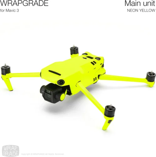 Miniatura 3 de WRAPGRADE Adhesivos de piel completa para DJI Mavic 3 / Mavic 3 Classic (amarillo neón)