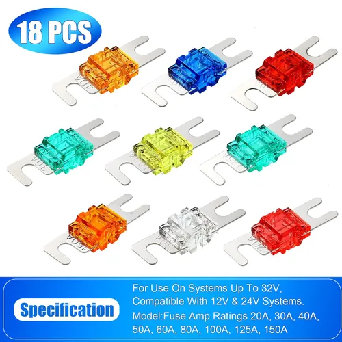 Miniatura 3 de Frienda 18 Piezas Mini Fusibles ANL Chapados Paquete Kit de Portafusibles de Audio para Automóvil para Sistema Electrónico de Audio y Video Marino