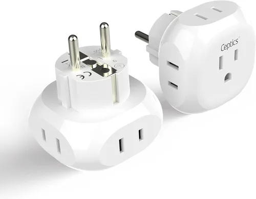 Miniatura 20 de Kit de adaptador de viaje mundial Ceptics 2 USB-A, USB-C, tomas de corriente EE. UU., entrega de potencia 20W/QC 18W, protección contra