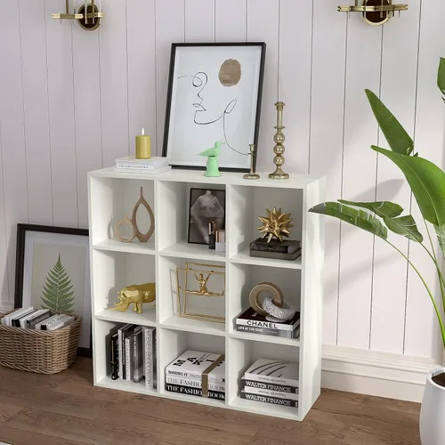 Miniatura 21 de OSCHF - Estantería de almacenamiento de 12 cubos, estantería de madera de 3 niveles con espacios abiertos para el hogar y la oficina, organizador