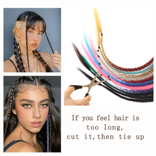 Miniatura 5 de Extensiones de cabello trenzado, 5 piezas de trenzas de bebé con fleco frontal, cabello largo trenzado, cabello natural suave para mujeres, uso