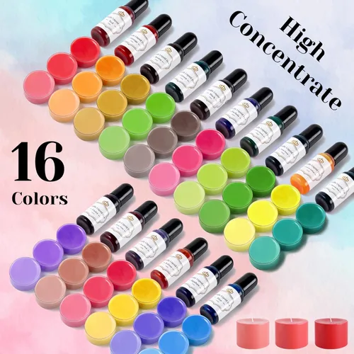 Miniatura 2 de HTVRONT Tinte para velas – Tinte líquido de cera de vela de 16 colores vivos, tinte de vela de alto concentrado para cera de soja, cera de abejas