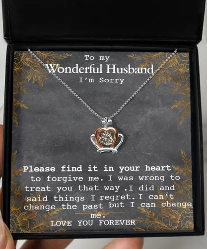Miniatura 4 de Collar con texto en inglés "I am Sorry to Husband, Gift Sorry to Husband, Love Gift Please Forgive, Gift Wife to Husband, I am Sorry to Husband