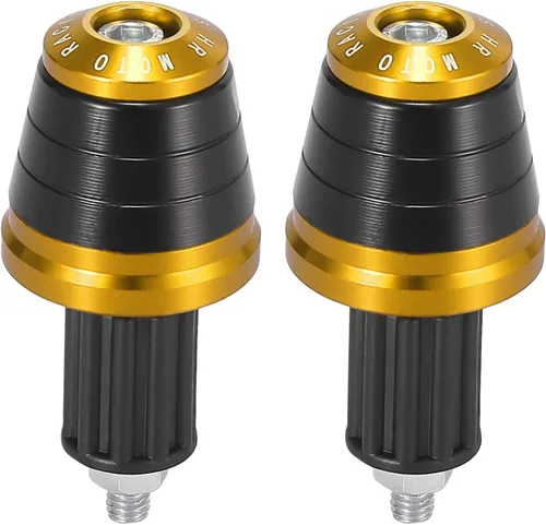 Motoforti 2 tapas universales de 0.709 in para manillar, tapas de extremo de barra de enchufe antideslizantes para motocicleta, tono dorado