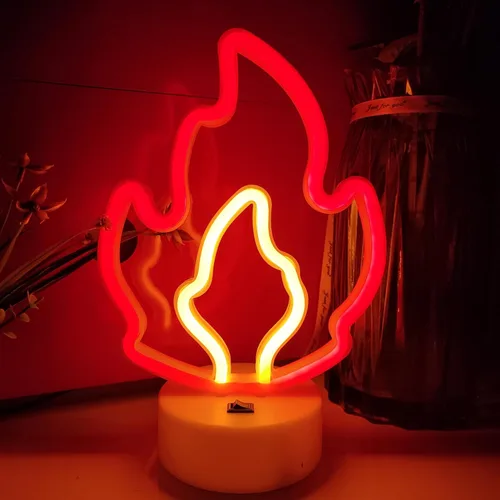 Miniatura 7 de JYWJ Letreros de neón con base de soporte, luz de neón alimentada por USB o 3 pilas AA, decoración de pared de escritorio LED, varias fiestas