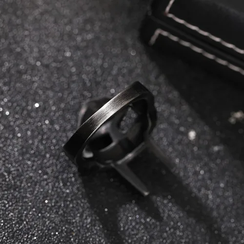 Miniatura 5 de DOOM - Anillo de máscara para hombre, estilo gladiador, anillo de acero inoxidable de titanio negro, Acero inoxidable Titanio Acero inoxidable
