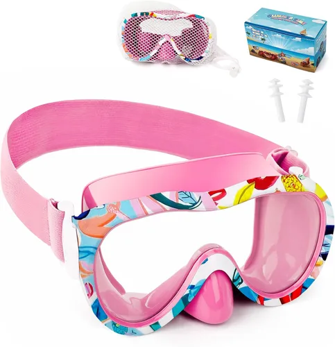 Miniatura 23 de Máscara de snorkel para niños, máscara de buceo de 180° con cubierta para la nariz, gafas de natación antiniebla para niños con correa de tela Azul