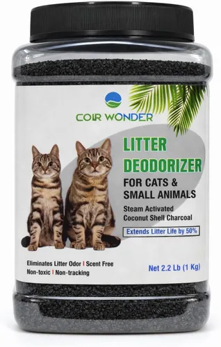 Coir Wonder Desodorizador para Arena de Gatos – Carbón Activado de 2.2 Libras – Eliminador de Olores para Caja de Arena, Gallinero, Recintos para