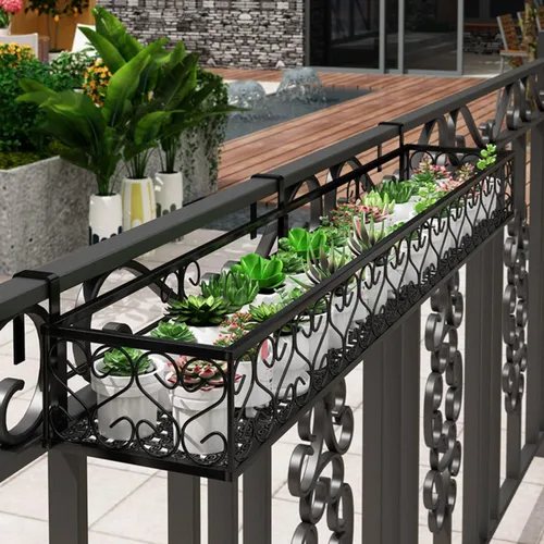 Miniatura 6 de Saim Estante grande para colgar plantas, macetas de metal con ganchos, cubo de flores para balcón, jardín, ventana, porche, patio