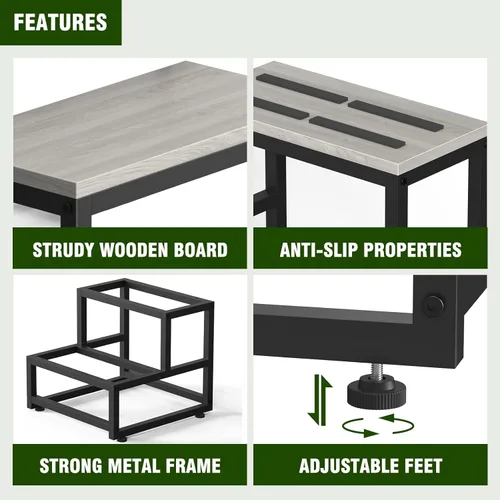 Miniatura 4 de LIANTRAL Taburete de 2 escalones para adultos y niños, taburetes de madera resistentes, taburete de mesita de noche con capacidad de carga de 500
