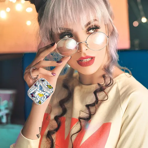 Miniatura 7 de ULAK Funda para AirPods 1 y 2, diseño elegante para AirPods para mujeres y niñas, bonito patrón de mariposa, funda protectora a prueba de golpes