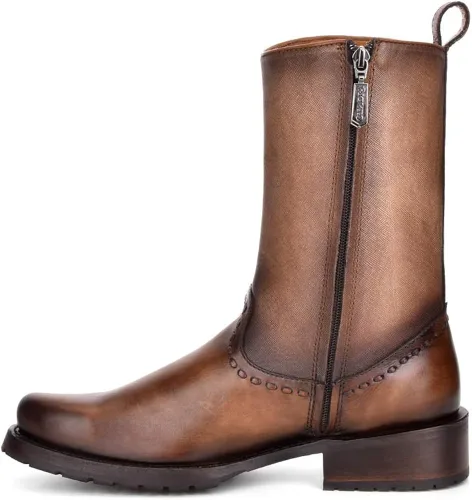 Miniatura 4 de Bota Hombre Cuadra en Piel Genuina con Cremallera Marrón
