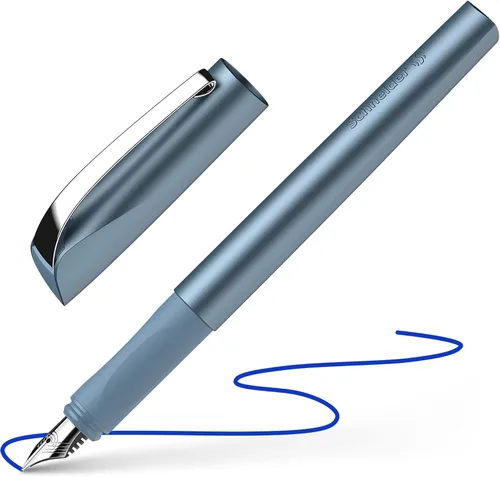 Schneider 168623 Pluma estilográfica Ceod Shiny (usuarios diestros y zurdos, punta media, incluye cartucho de tinta azul rey) azul