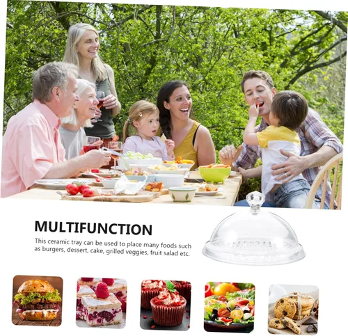 Miniatura 2 de DOITOOL 1 juego de moldes para pasteles con tapa, bandeja redonda de plástico para servir alimentos, soporte rústico para tartas, base rústica