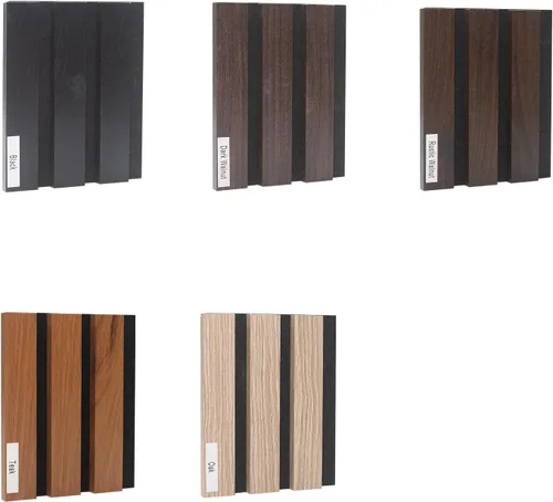 Miniatura 15 de NeatiEase Paneles de madera para pared, 4 piezas de 96 x 12.6 pulgadas, paneles de pared de listones de madera insonorizados para decoración