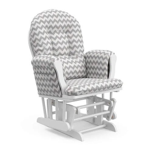 Miniatura 12 de Storkcraft Planeador de Aro Premium y Otomana (Chevron Blanco/Gris) — Planeador de Guardería con Certificado GREENGUARD Gold, Artesanía de Madera