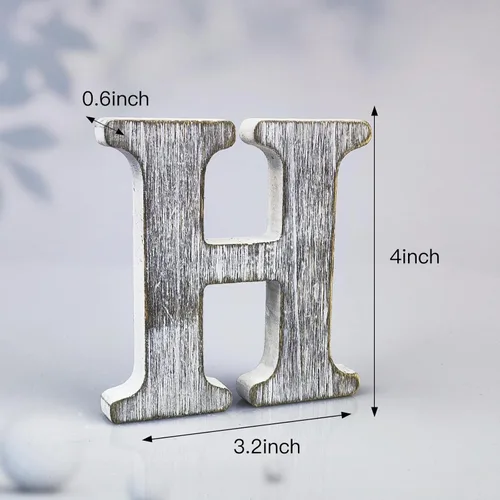 Miniatura 2 de Letras de madera rústica sin terminar de 4 pulgadas para decoración de pared, letras decorativas de pie en rodajas, decoración de tablero