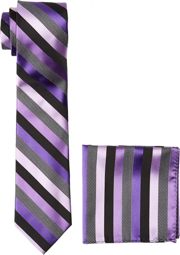 Miniatura 5 de Stacy Adams Conjunto de corbata a rayas de microfibra para hombre