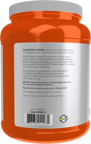 Miniatura 3 de NOW Foods Nutrición Deportiva, Concentrado de Proteína de Suero, 24 g Con BCAAs, Polvo Sin Sabor, 1.5 Libras