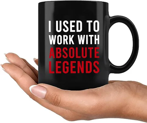 Miniatura 8 de Panvola Taza de café de cerámica con texto en inglés "I Used To Work With Absolute Legend Coworker Gifts Retirement New Job Goodbye Retired Negro