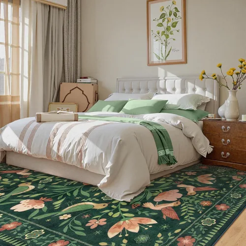Miniatura 2 de Moynesa Alfombra para sala de estar, de 5 x 7 pies, lavable, moderna, color verde cabaña, para dormitorio, comedor, alfombra estética de granja