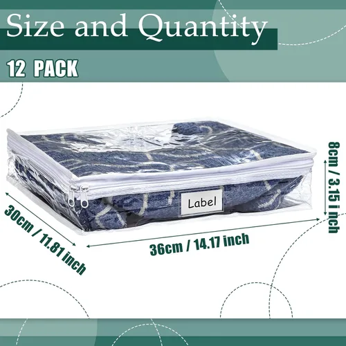 Miniatura 2 de Hoolerry 12 bolsas de almacenamiento transparentes con cierre de PVC, organizador de hojas de suéter de plástico, bolsas de suéter con cremallera
