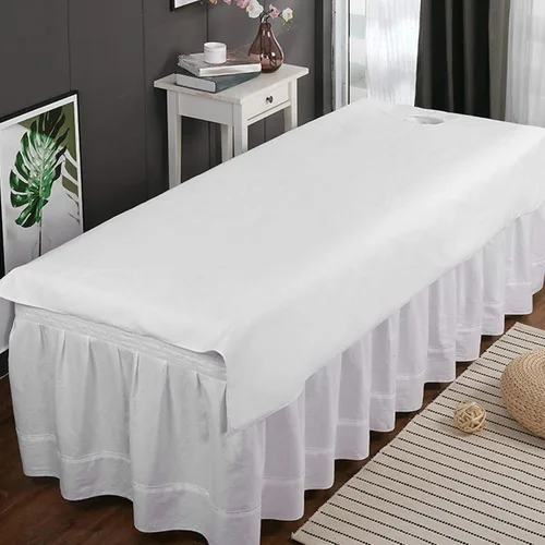 Miniatura 7 de Sábana para cama de masaje de spa, 2 piezas, reutilizables, resistentes al aceite, de algodón suave, para salón de belleza, con agujero de cama (#2)