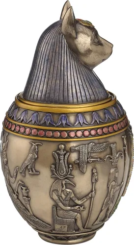 Miniatura 8 de Urna conmemorativa de gato bastet egipcio raro