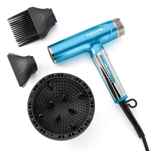 BaBylissPRO Nano Titanium Professional Nano Light Ionic Dual-Voltage Lightweight Hair Dryer Azul