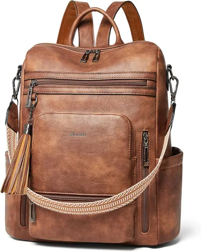 Miniatura 7 de Shrrie - Mochila vegana de cuero para laptop de 14 pulgadas para mujer, mochila de trabajo, mochila de moda, mochila de viaje, bolso para negocios