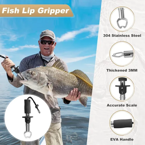 Miniatura 5 de Fishing Rod and Reel Combo, 2PCS Telescopic Fishing Pole with Spinning Reel Lures Set,Fish Lip Gripper and Tackle Bag, Saltwater Freshwater