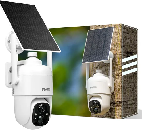 Miniatura 13 de Sovmiku 3CQ1 AI 2K Cámara de seguridad solar inalámbrica para exteriores, cámara alimentada por batería, audio bidireccional, detección