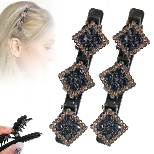 Miniatura 8 de Pinzas de pelo trenzadas con piedra de cristal brillante, pinza para el cabello para mujer, pinzas de pelo corto con pico de pato, clip de pelo