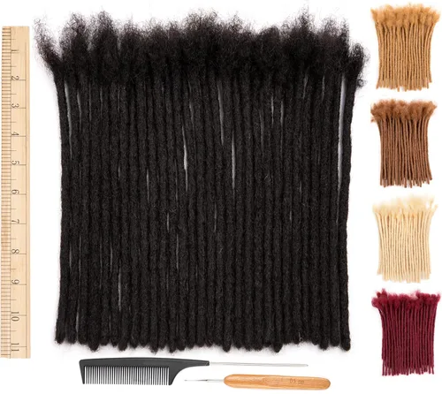 Miniatura 32 de DAIXI 0.2cm y 0.4cm y 0.6cm y 0.8cm de grosor 4-18 pulgadas 10 hebras extensiones de rastas de cabello humano 100% real para hombres/mujeres