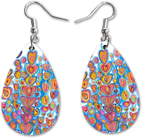 Maureen Claffy Artist Collection | Compassion Teardrop Dangle Earrings Set | Cute Girls Womens Jewelry Earings | Holiday Gifts | Summer Decorations