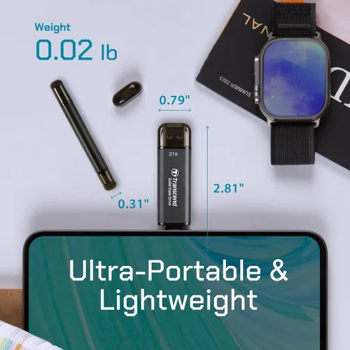 Miniatura 8 de Transcend ESD310 SSD externo de 128 GB, hasta 1,050 MB/s, unidad flash USB dual para iPhone/iPad/Mac/Windows, Android/Tablet/PC, USB 3.2 Gen 2 Thumb