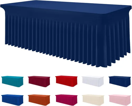 Miniatura 16 de Smiry Mantel de Spandex, Mantel Elástico Ajustable Extensible para Mesas Rectangulares de 6 Pies, Falda Cubierta de Mesa Impermeable y Lavable